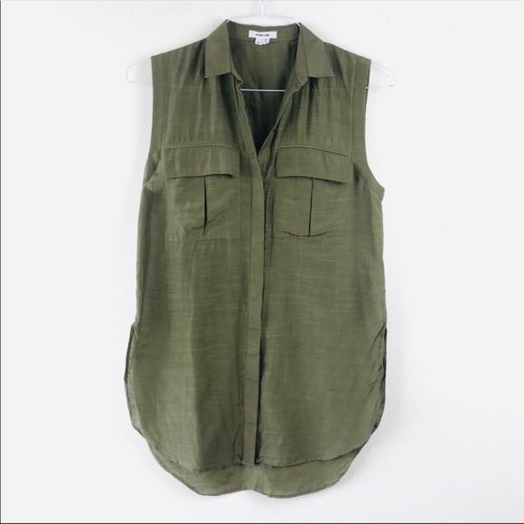 Helmut Lang Green Sleeveless Button Down Silk Top size small - Picture 2 of 5